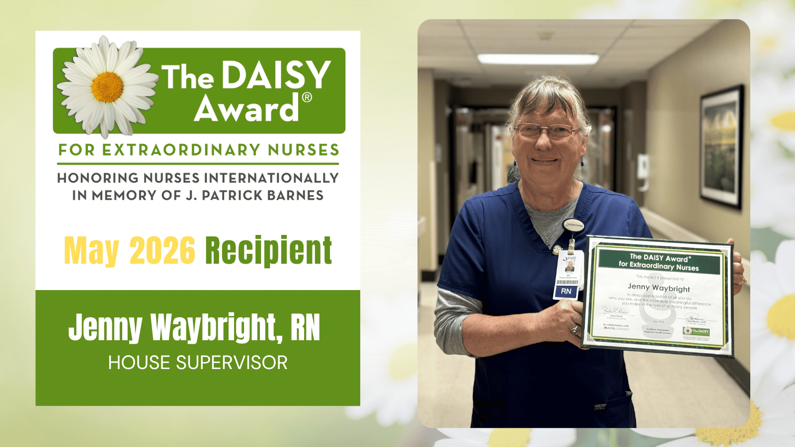 Southern Tennessee Regional Health System Pulaski Honors Jenny Waybright, RN with DAISY Award